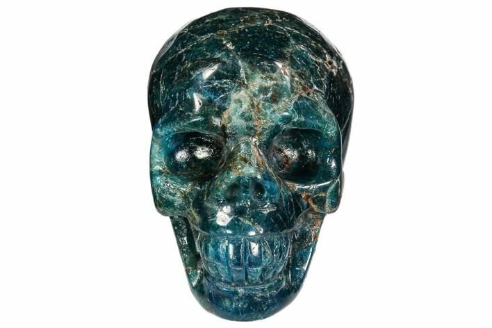 Polished, Bright Blue Apatite Skull - Madagascar #107220